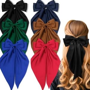 Elegant Bow Hair Accessories Set - Black, Blue, Green, Brown, Red